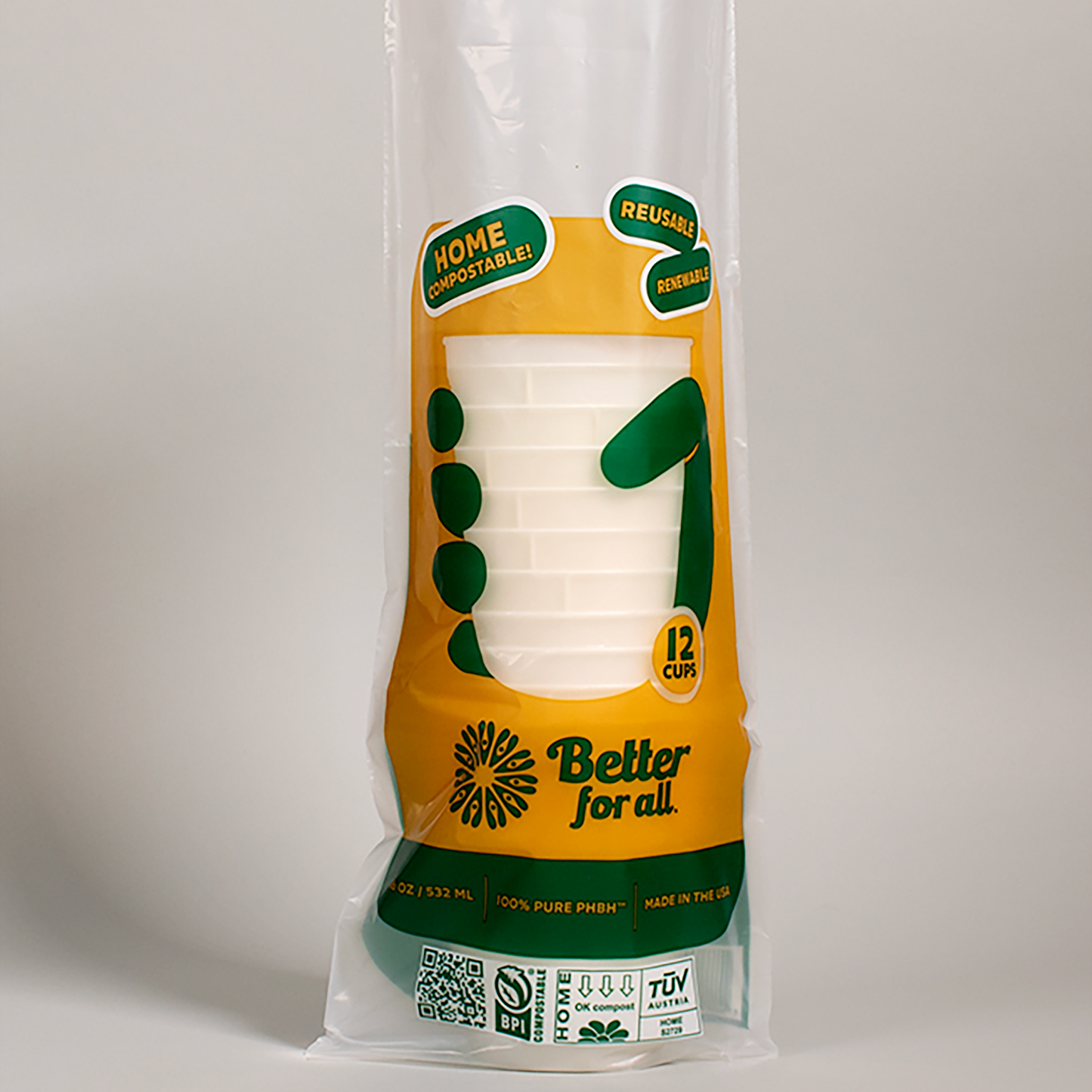 Better for All 16 oz Home Compostable Cups Sleeve of 12